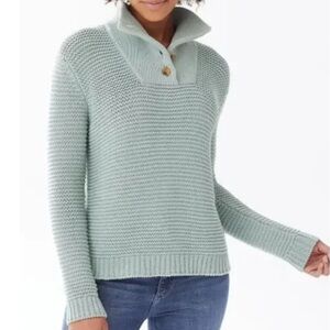 Alice Walk The Cotton Weekender in Sage Green Size XL Button Neck Made in Peru